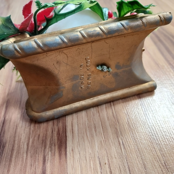 Vintage Soft Plastic Mold Christmas  Snowman On Sled Poinsettias Holly 7" READ - Picture 6 of 10